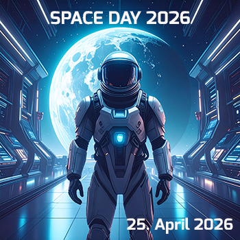 Das KI-Bild (Illustration) zeigt einen Astronauten vor einem Mond und Teile eines Raumschiffs sind zu erkennen, in dem der Astronaut steht.