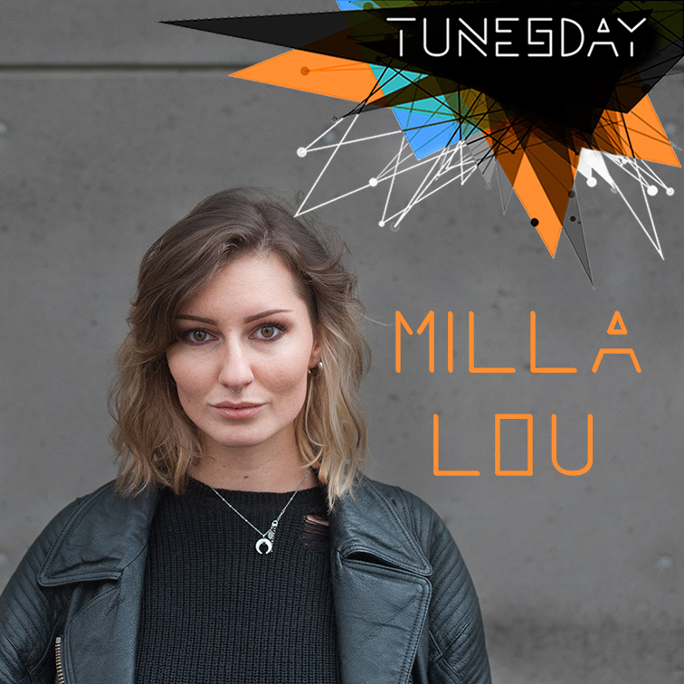 Das Gesicht v. Milla Lou ist zu sehen, sowie die grafische Gestaltung des Tunesday    