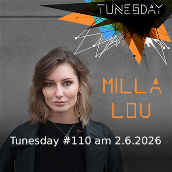 Eine Frau ist zu sehen. Dazu noch grafische Gestaltung des Tunesday.