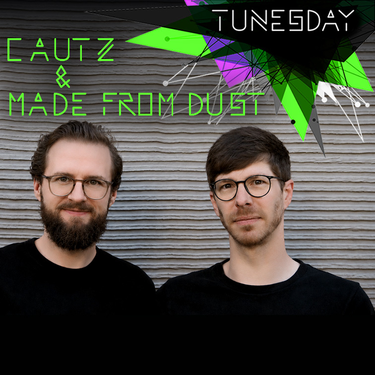 Die Gesichter von zwei Männern / DJs sind zu sehen sowie die grafische Gestaltung des Tunesday